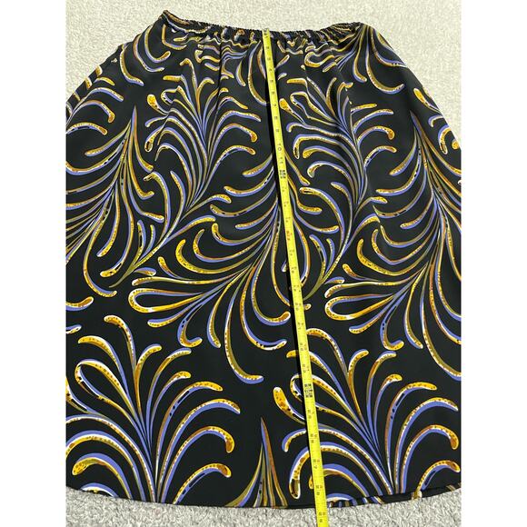 Bob Mackie Women's M Long Sleeve Top Printed Pull On Skirt 2 Pc Set Outfit Black - Picture 9 of 13